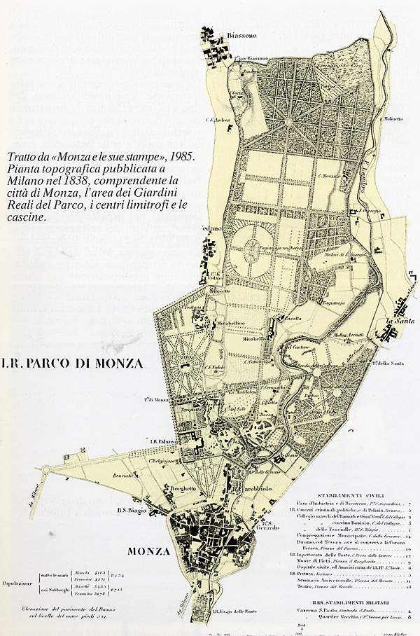 Villa Reale - mappa 1838