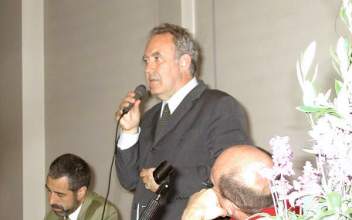Michele Santoro con Paolo Confalonieri e Elio De Capitani