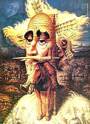 Don Chisciotte e il mulino a vento - allegoria