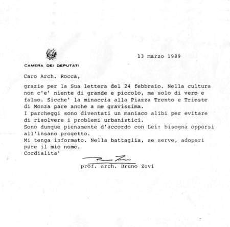 la lettera di Bruno Zevi